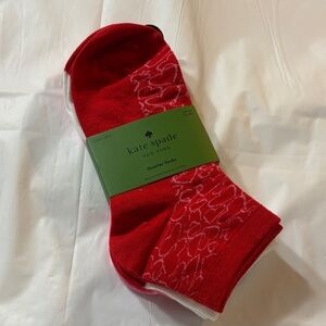 Kate Spade New York Vibrant Red & Punk Patterned Quarter Socks (3 pair)